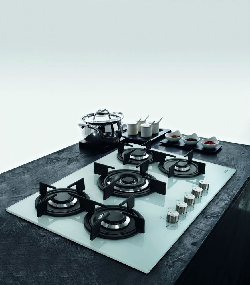 COOKTOP FRANKE WHITE CRYSTAL GLASS 75 GTC 5 BOCAS GAS FHCR 755 4G TC HE