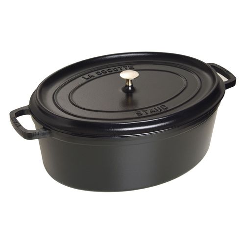 CAÇAROLA STAUB OVAL 41 CM FERRO FUNDIDO PRETA