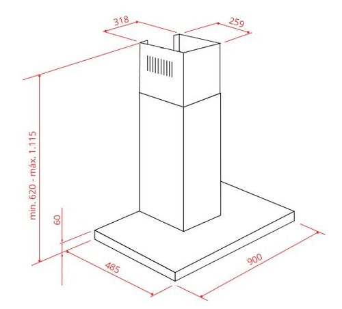COIFA DE PAREDE ELETTROMEC ADRIA 90CM (CFP-ADR-90-XX-2LUA)