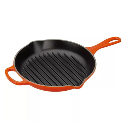 GRELHA LE CREUSET REDONDA 26CM COM ALÇA SIGNATURE LARANJA 201932609