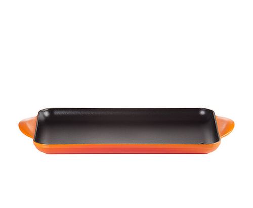 GRELHA LE CREUSET RETANGULAR LISA C/ALÇA 32CM LARANJA - Laranja 202033209