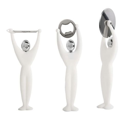 CONJUNTO BUGATTI 3 PEÇAS GYM WHITE DESCASCADOR, CORTADOR DE PIZZA E ABRIDOR 327089AC1U