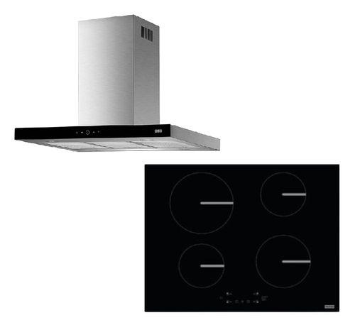KIT FRANKE 2 PEÇAS COIFA FRANKE LINEA TOUCH ILHA 90CM 220V COOKTOP FRANKE INDUÇÃO SMART FSM 654 I BK 220V