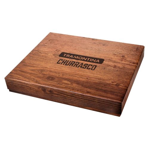 KIT TRAMONTINA CHURRASCO POLYWOOD 15 PEÇAS EM AÇO INOX E CABO DE MADEIRA VERMELHO 21198/770
