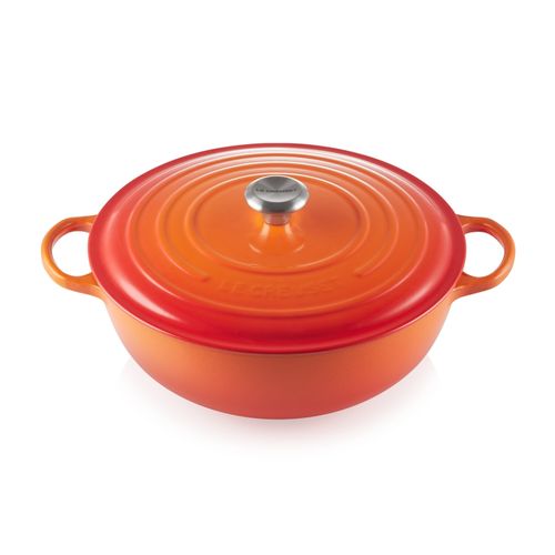 KIT LE CREUSET PANELA MARMITA 26CM, SKILLET 23CM, GRELHA 26CM, BUFFET 26CM, OVAL 31CM, REDONDAS 18 20 22 24 28CM LARANJA