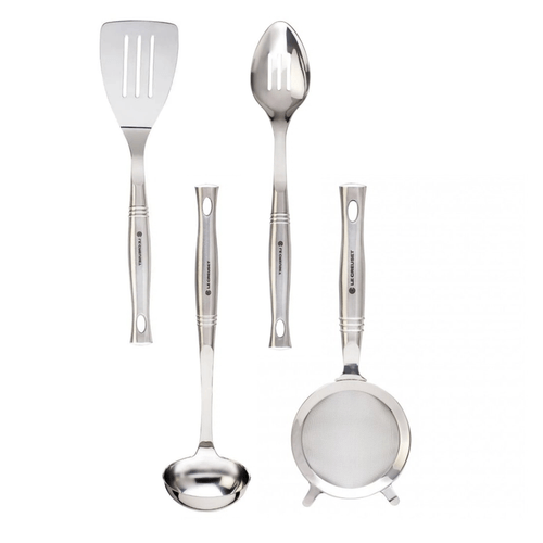 KIT LE CREUSET 4 PEÇAS UTENSILIOS REVOLUTION EM AÇO INOX