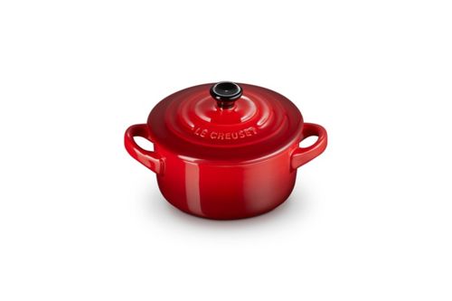 MINI COCOTTE LE CREUSET 250 ML 10CM PUXADOR PRETO VERMELHO 71901100600100