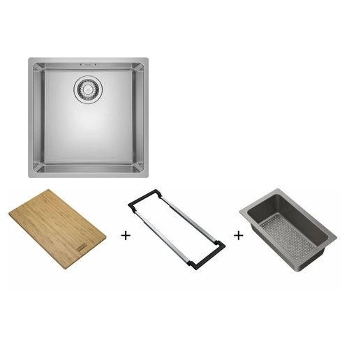 KIT FRANKE CUBA DE EMBUTIR LINEA 40x40 C/ ACESSÓRIOS 18071 MISTURADOR MONOCOMANDO LINA DUAL JET 17202