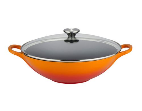 WOK LE CREUSET COM TAMPA DE VIDRO 32CM SIGNATURE