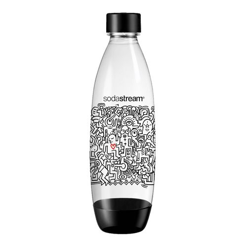 GARRAFA PLÁSTICA SODASTREAM PRETA PARA TRANSPORTE 1LT FUSE DOODLE STYLE 4088930171
