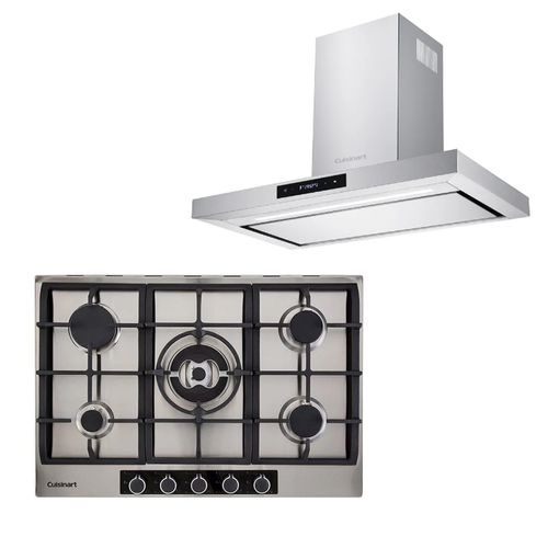 KIT CUISINART COIFA DE PAREDE DIGITAL 90CM E COOKTOP À GÁS 75CM 5 BOCAS 220V