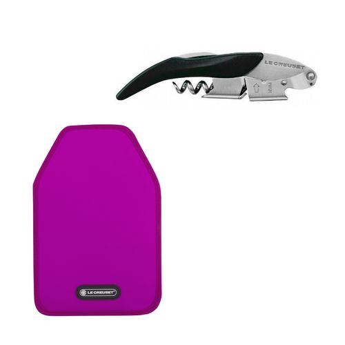 KIT LE CREUSET COOLER SLEEVE PARA VINHOS E ESPUMANTES EM NYLON E SACA ROLHAS MODELO GARÇOM EM AÇO INOX WT130