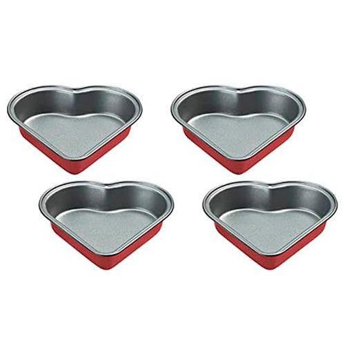 CONJUNTO CUISINART 4 MINI FORMAS CORAÇÃO EM AÇO INOX ANTIADERENTE VERMELHO CMBM-4HRT1RD
