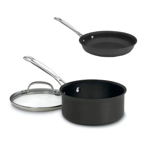 KIT CUISINART PANELA 3 LITROS COM TAMPA E FRIGIDEIRA ANODIZADA ANTIADERENTE 20CM PRETO