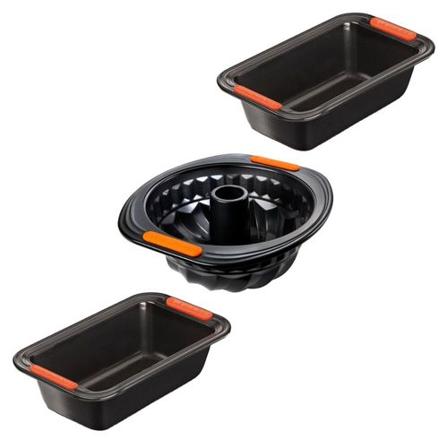 KIT LE CREUSET 2 FORMAS DE PÃO 23CM E FORMA DE PUDIM 22CM EM AÇO CABORNO