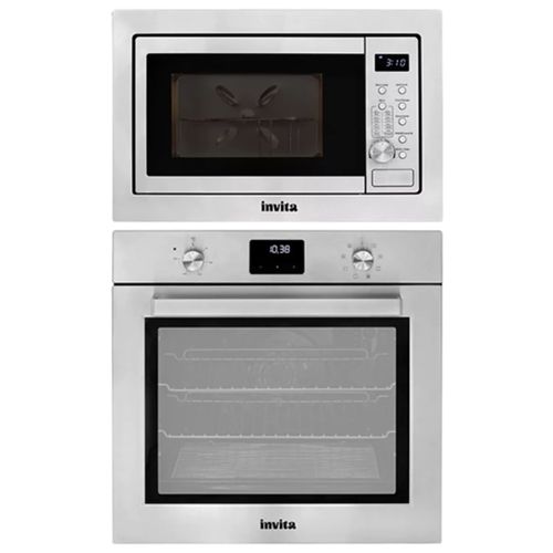 KIT INVITA MICROONDAS DE EMBUTIR 25L E FORNO MULTIFUNÇÃO ELETRONICO 60CM 220V