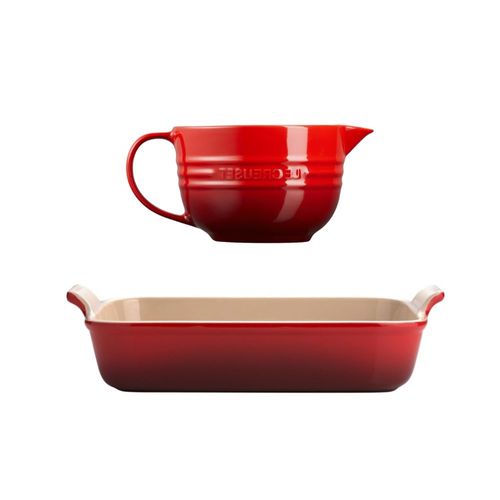 KIT LE CREUSET BOWL DE PREPARO 2L E TRAVESSA RETANGULAR HERITAGE 32CM