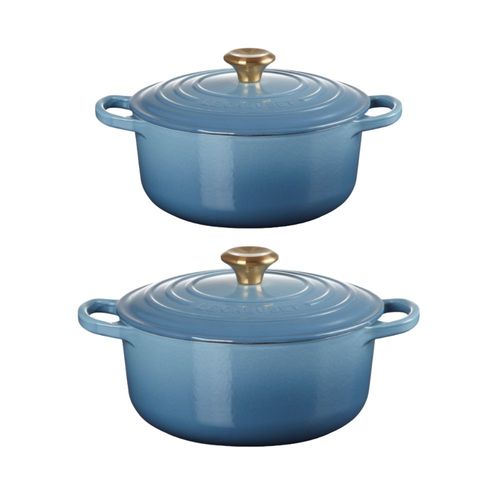 KIT LE CREUSET 2 PANELAS REDONDAS 20 E 22CM AZUL CHAMBRAY