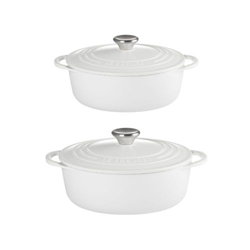 KIT LE CREUSET 2 PANELAS REDONDAS TRADITION 20 E 24CM COTTON BRANCO