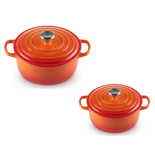 KIT LE CREUSET JOGO DE PANELAS REDONDAS SIGNATURE DE FERRO 22 E 26CM