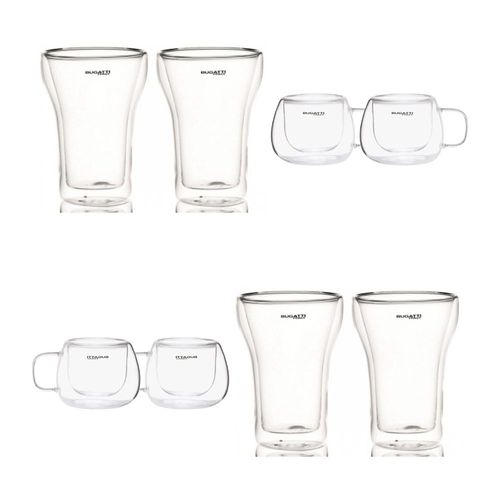 KIT BUGATTI 4 XÍCARAS COM ALÇA 200ML E 4 COPOS LONGOS 350ML