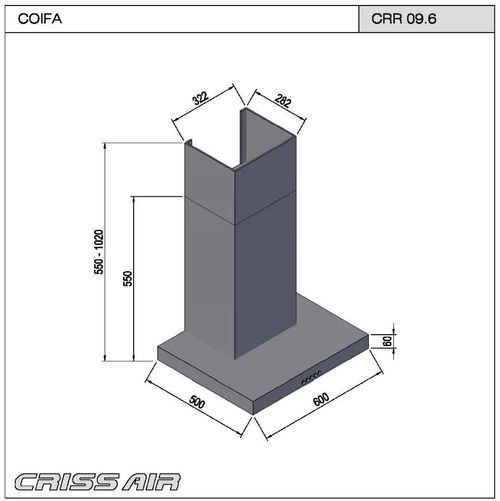 COIFA CRISSAIR DE PAREDE TOUCH EM AÇO INOX 60X50CM 220V CRR096035879