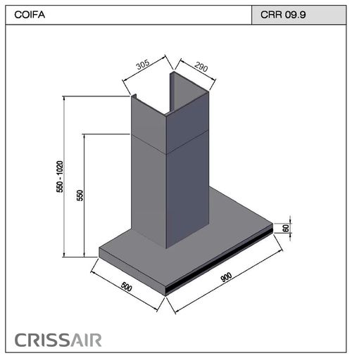 COIFA CRISSAIR DE PAREDE TOUCH EM AÇO INOX 90X50CM 127V CRR099035913
