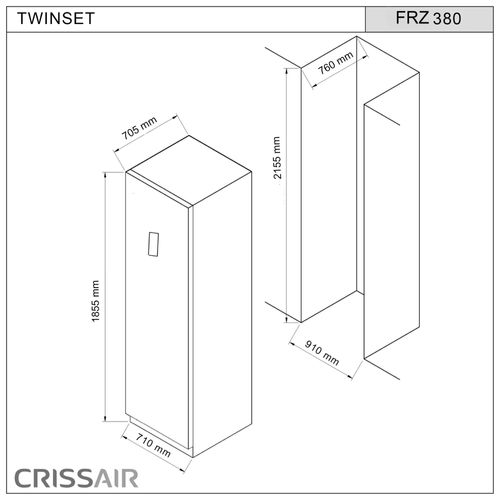 FREEZER CRISSAIR SIGNATURE TOUCH INVERTER EM AÇO INOX 380 LITROS FRZ380MAXI