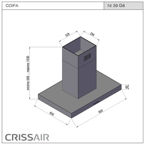 COIFA CRISSAIR DE ILHA CLASSIC TOUCH EM AÇO INOX 90X60CM 127V NI39G6