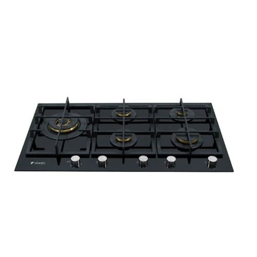 COOKTOP NERO ARGENTO ELANTO SEMIPROFISSIONAL A GÁS 5 BOCAS VITROCERÂMICO 87 CM LNTP95GD6BV