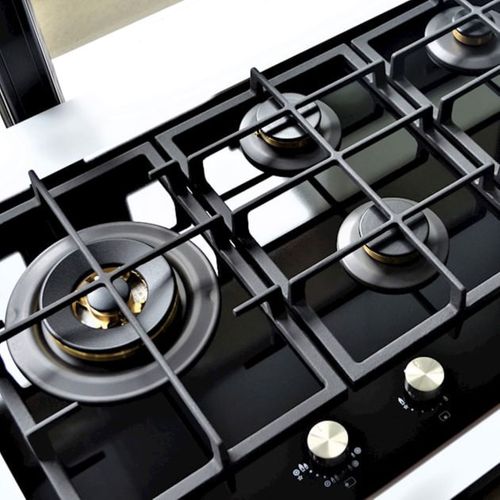 COOKTOP NERO ARGENTO ELANTO SEMIPROFISSIONAL A GÁS 5 BOCAS VITROCERÂMICO 87 CM LNTP95GD6BV