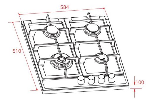 COOKTOP ELETTROMEC A GÁS VETRO 4 BOCAS 60CM BIVOLT CKG-4Q-60-VT-3TNA