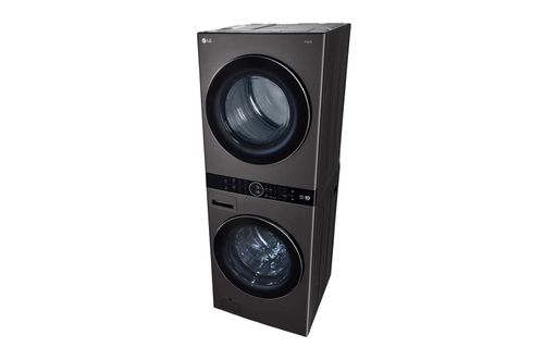LAVADORA E SECADORA ELÉTRICA LG CONJUGADA TORRE WASHTOWER 17KG AÇO ESCOVADO PRETO 220V WK17BS6A