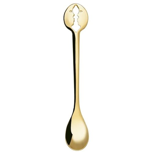 CONJUNTO BUGATTI 6 COLHERES DE CAFÉ EM AÇO INOX GOLD KISS 437008DR