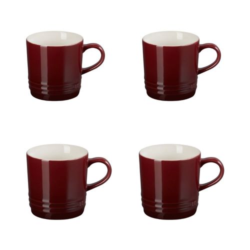 KIT LE CREUSET 4 CANECAS ESPRESSO 100ML ESMALTADA EM CERÂMICA VERMELHO RHONE