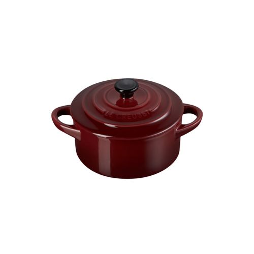 KIT LE CREUSET 4 MINI COCOTTE EM CERAMICA 250ML COM PUXADOR PRETO VERMELHO RHONE