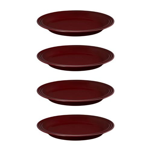 KIT LE CREUSET 4 PRATOS RASOS 22CM EM CERÂMICA VERMELHO RHONE