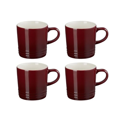 KIT LE CREUSET 4 CANECAS PARA CHÁ 350ML EM CERÂMICA VERMELHO RHONE