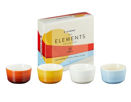 KIT LE CREUSET 4 MINI RAMEKINS 4 MINI COCOTTES E 12 CANECAS EM CERÂMICA ELEMENTS