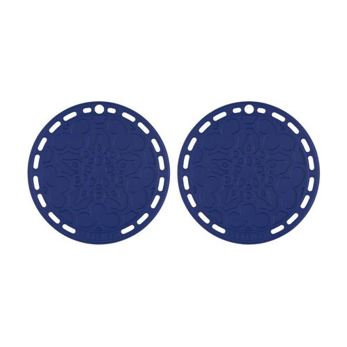 KIT LE CREUSET 2 SUPORTES DE SILICONE FRENCH PARA PANELAS 20 CM AZURE BLUE