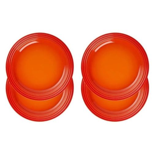 KIT LE CREUSET 4 PRATOS REDONDO RASO EM CERÂMICA 22CM