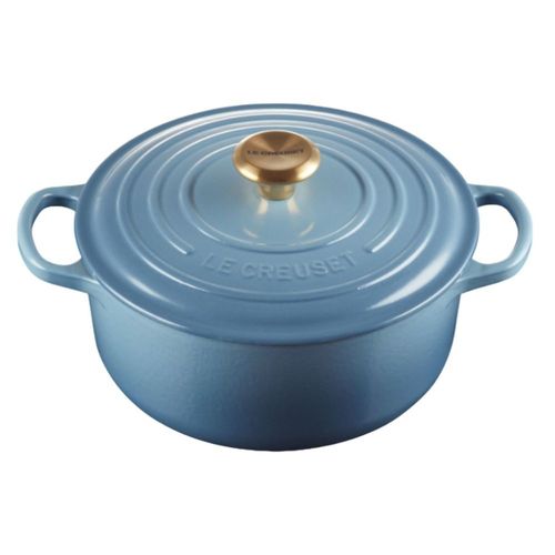 PANELA REDONDA LE CREUSET 22CM SIGNATURE FERRO ESMALTADO AZUL CHAMBRAY 21177224344441