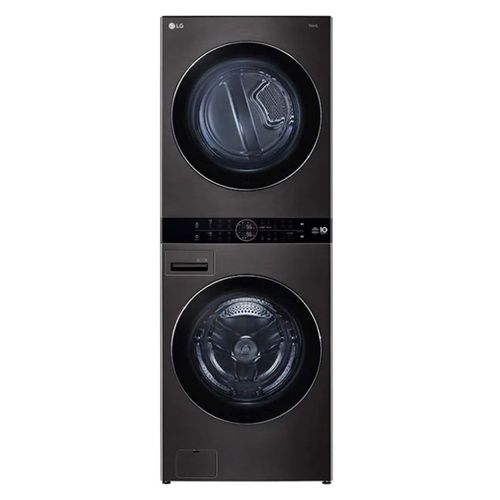 LAVADORA E SECADORA ELÉTRICA LG CONJUGADA TORRE WASHTOWER 17KG AÇO ESCOVADO PRETO 220V WK17BS6A