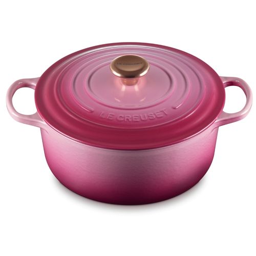 PANELA LE CREUSET REDONDA SIGNATURE 26CM COM PEGADOR BRONZE ROSA BERRY 21177264394445