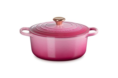PANELA LE CREUSET REDONDA SIGNATURE 22CM COM PEGADOR BRONZE ROSA BERRY 21177224394445