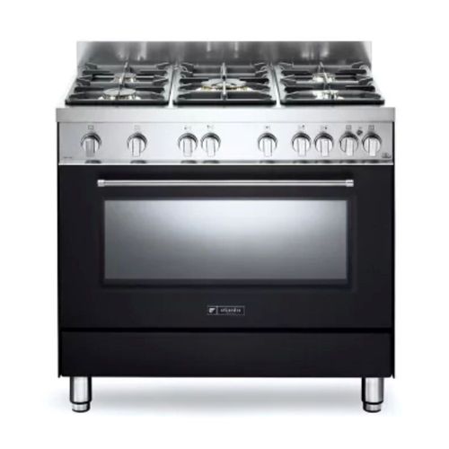 FOGAO ELANTO NERO ARGENTO 5 BOCAS COM FORNO A GAS 140 LITROS INOX 90CM 220V PRETO/INOX LNTC95GNAG2