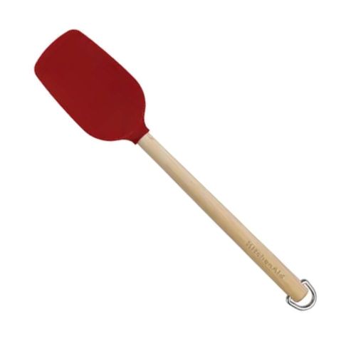 ESPATULA KITCHENAID PONTA DE SILICONE VERMELHO E CABO DE BAMBU 30CM KQR730OHERE