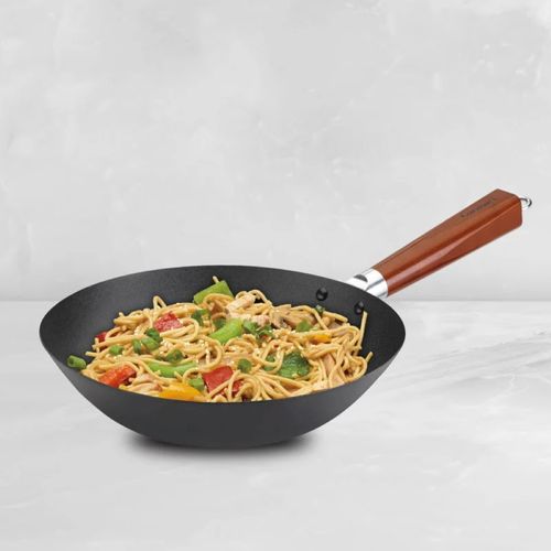 PANELA CUISINART WOK EM AÇO INOX E ALÇA DE MADEIRA 28CM CSW26-28