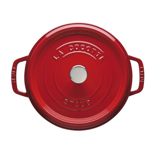 CAÇAROLA STAUB REDONDA EM FERRO FUNDIDO VERMELHO CEREJA 24CM 405098350