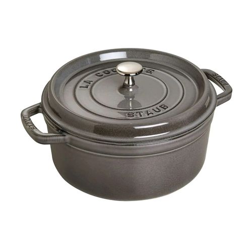 CAÇAROLA STAUB REDONDA EM FERRO FUNDIDO CINZA GRAFITE 22CM 405093070